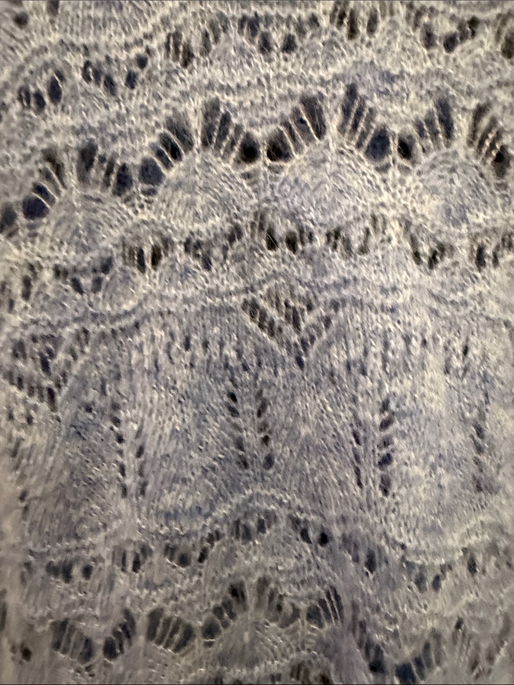 Zara Pale Blue Lace-Open Knit Crewneck Sweater - Picture 2 of 6